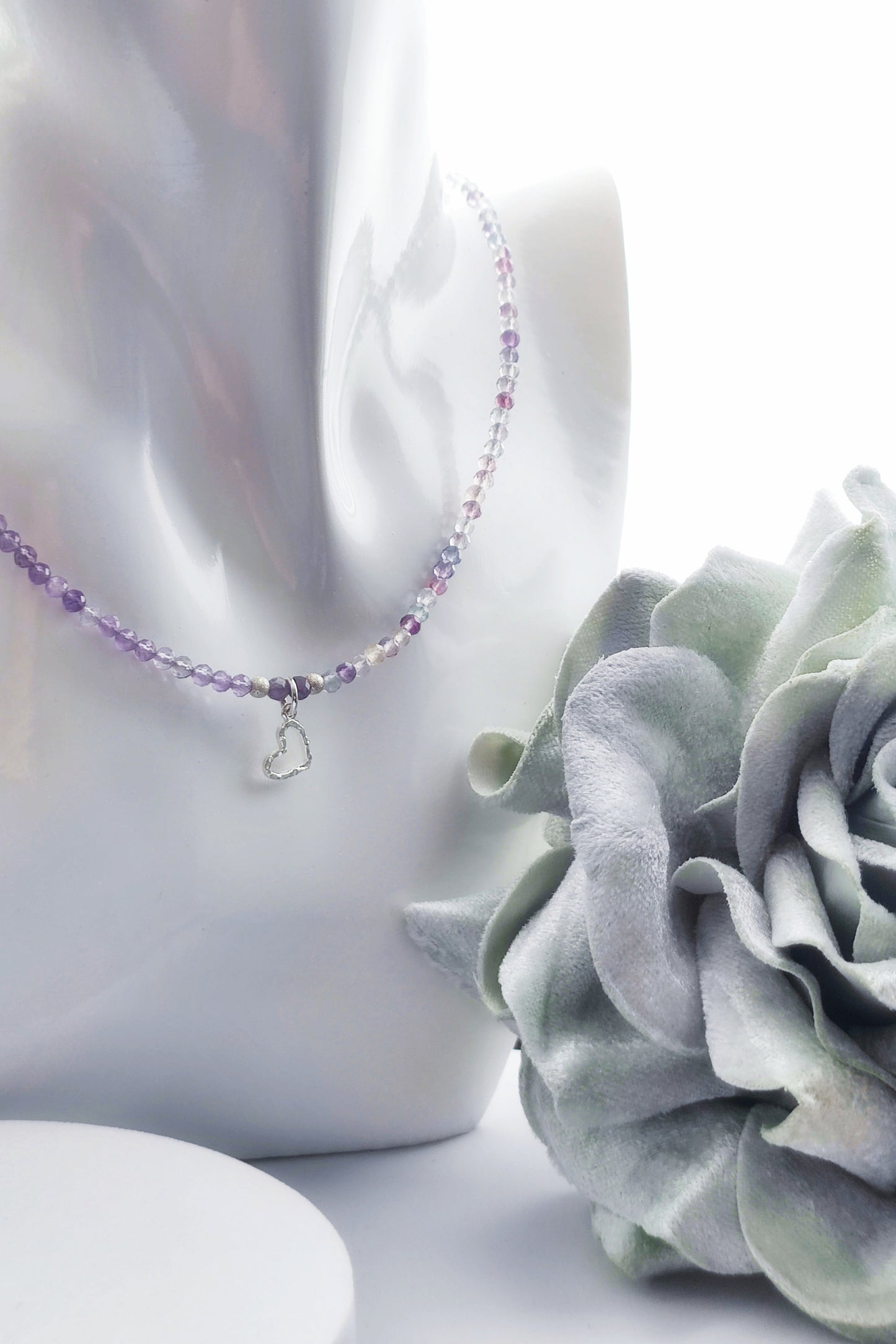 Kette Amethyst/ Fluorit/ Sterlingsilber