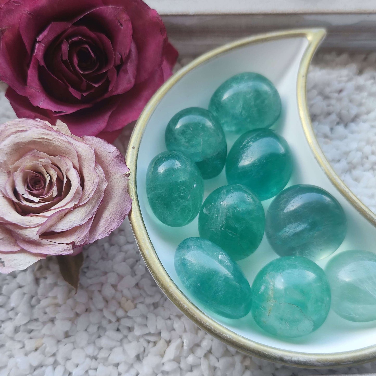 Fluorit Trommelstein grün, A-Qualität