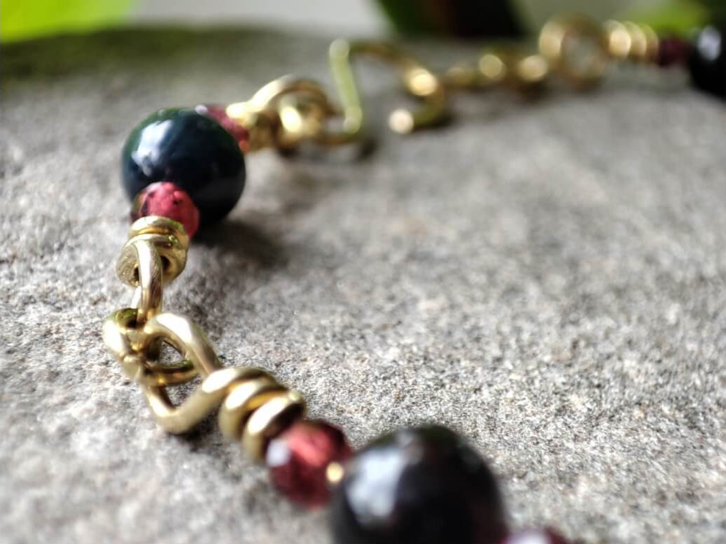 Armband Turmalin/ Rubin/ Messing