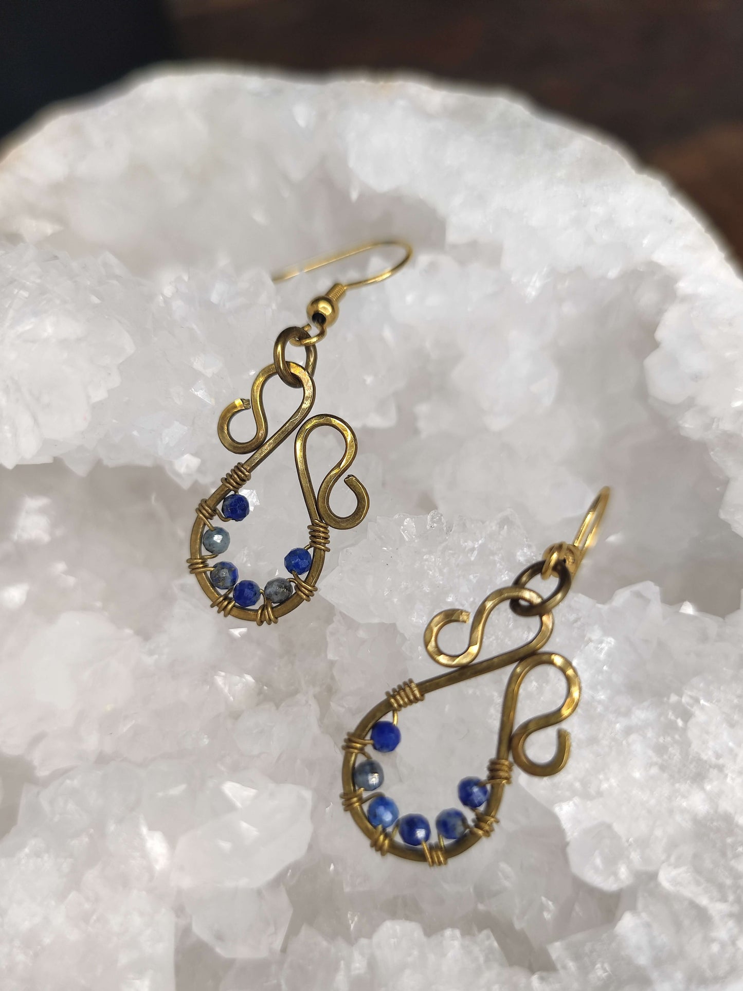 Ohrhänger Edelstahl/ Messing/ Lapislazuli