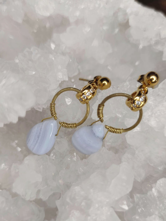 Ohrstecker Edelstahl/ Messing/ Blaustreifenachat