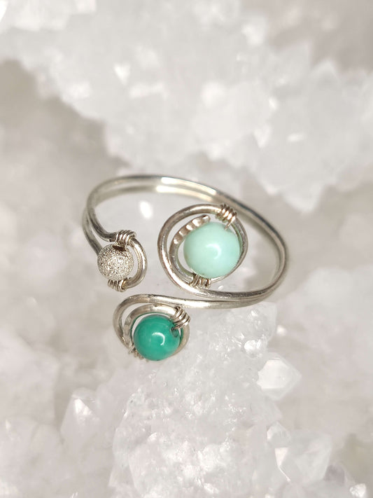 Offener Ring Silber/ Chrysopras/ Malachit