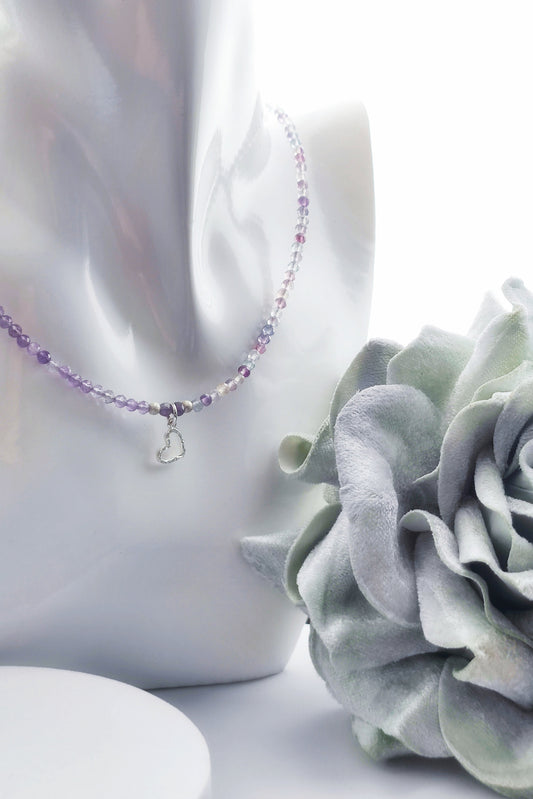 Kette Amethyst/ Fluorit/ Sterlingsilber