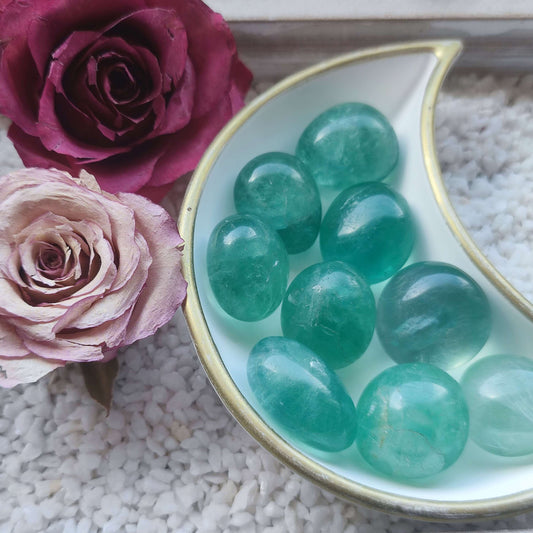 Fluorit Trommelstein grün, A-Qualität