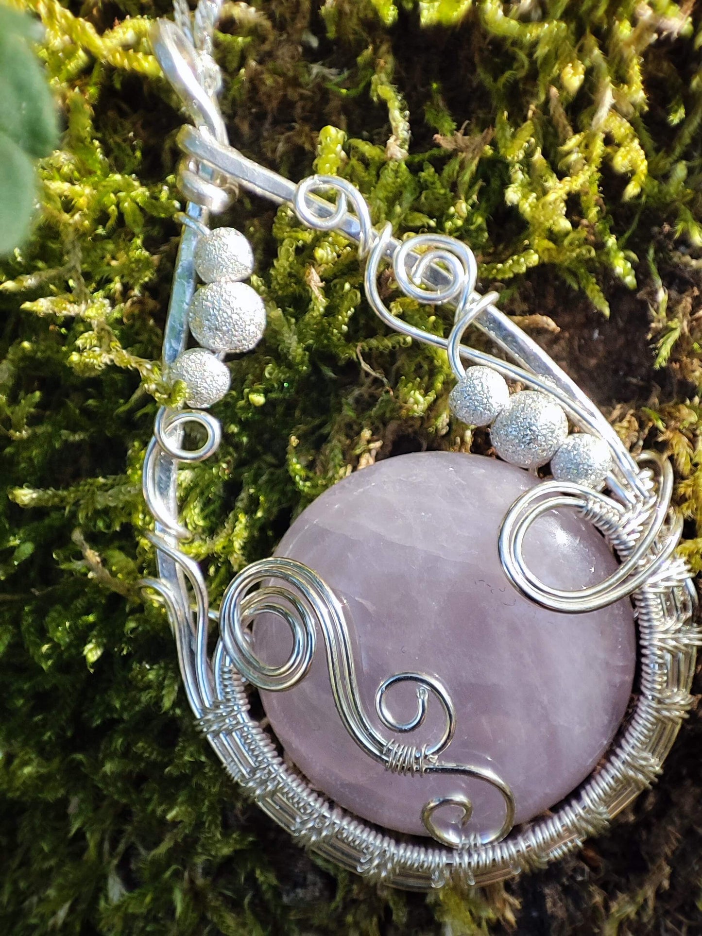 Kettenanhänger Rosenquarz/ Silber