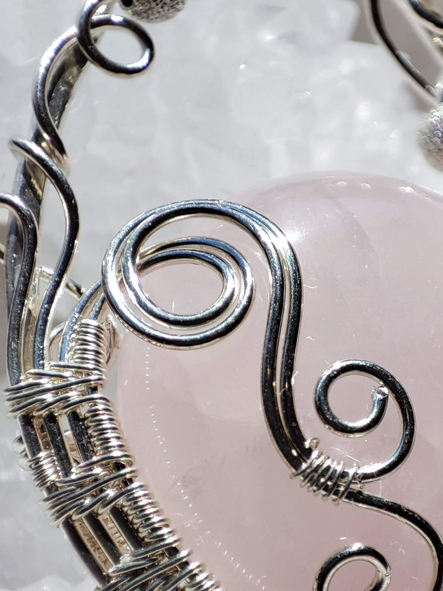 Kettenanhänger Rosenquarz/ Silber