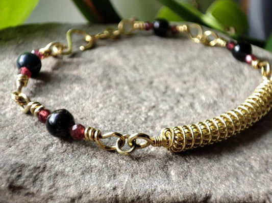 Armband Turmalin/ Rubin/ Messing