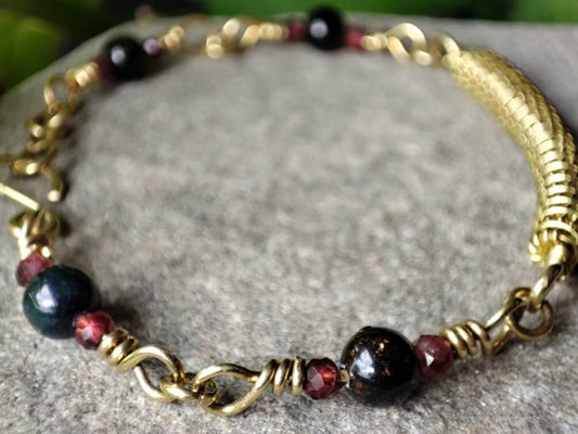 Armband Turmalin/ Rubin/ Messing