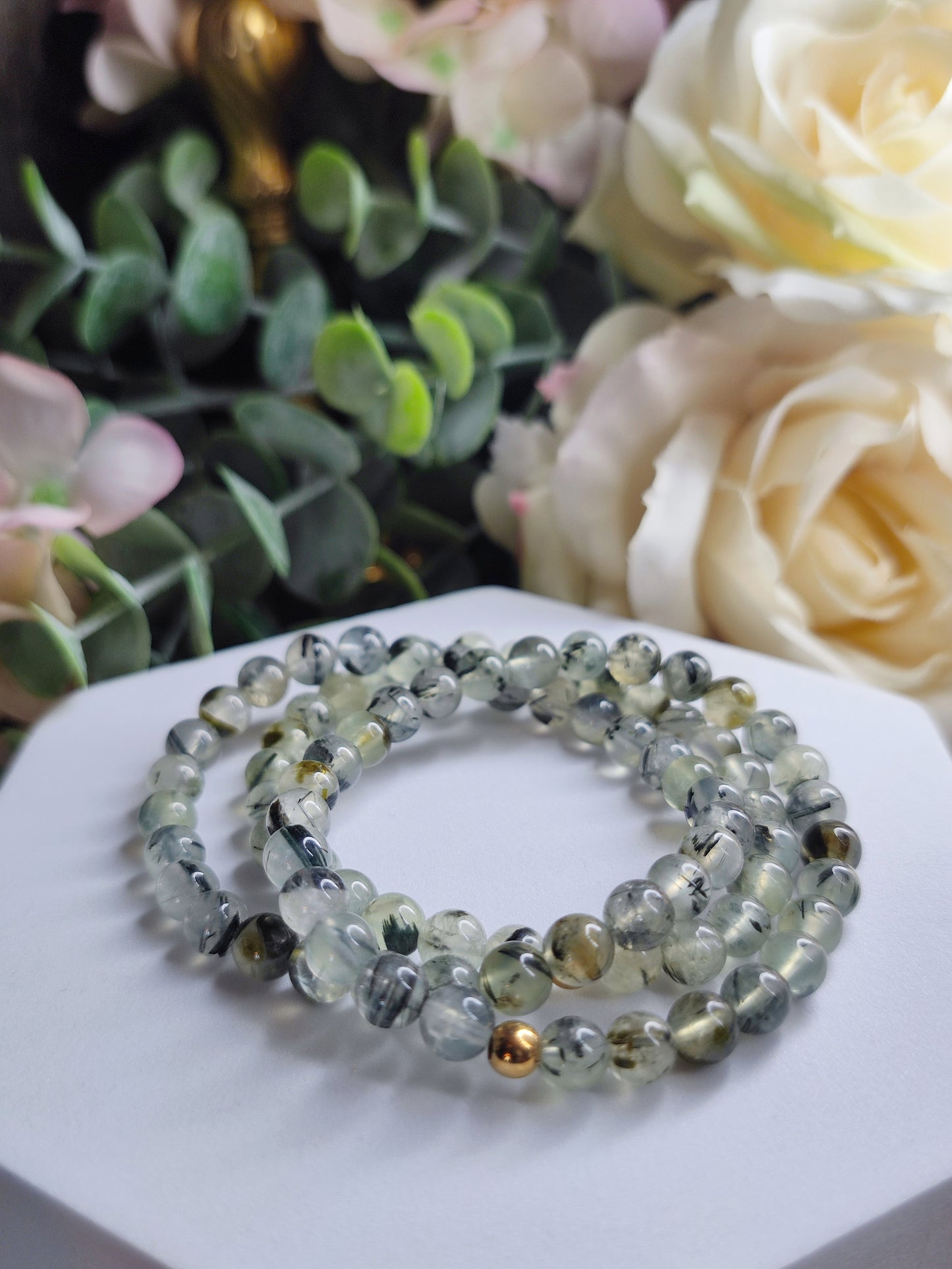 Prehnit Armband, 6mm