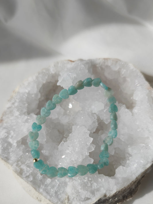 Elastisches Armband Amazonit Herzen