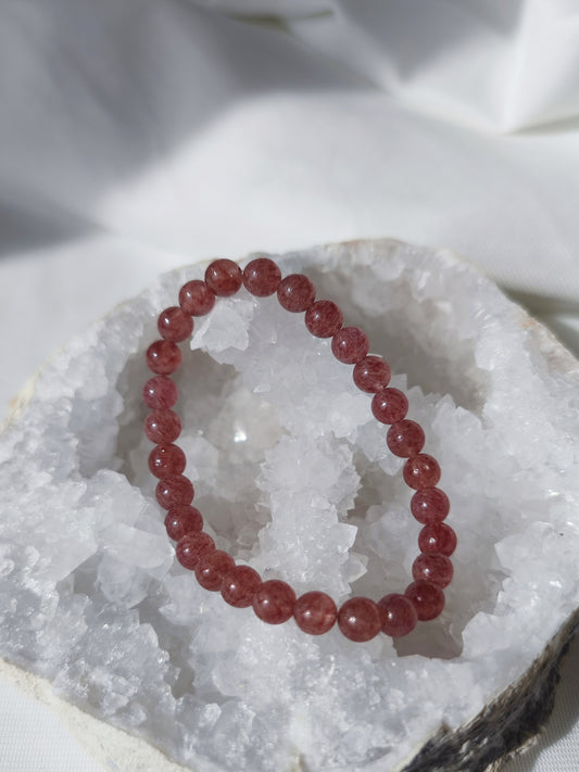 Elastisches Armband Erdbeerquarz, 6mm