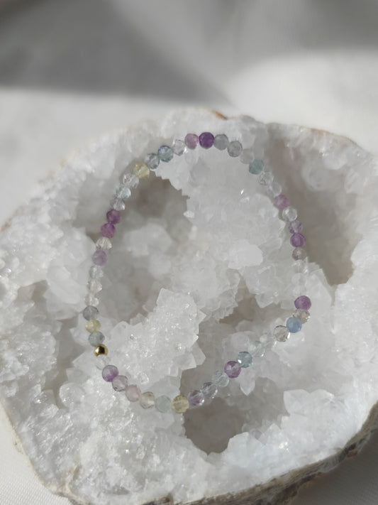 Elastisches Armband facettierter Fluorit, 3mm