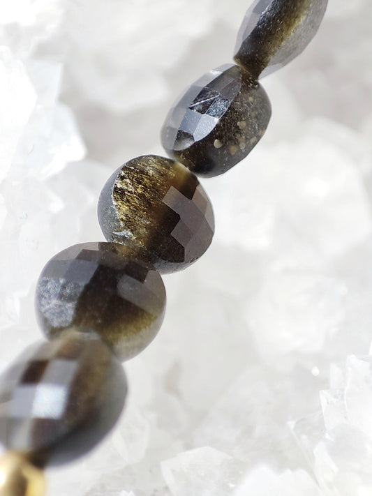 Elastisches Armband Gold-Obsidian