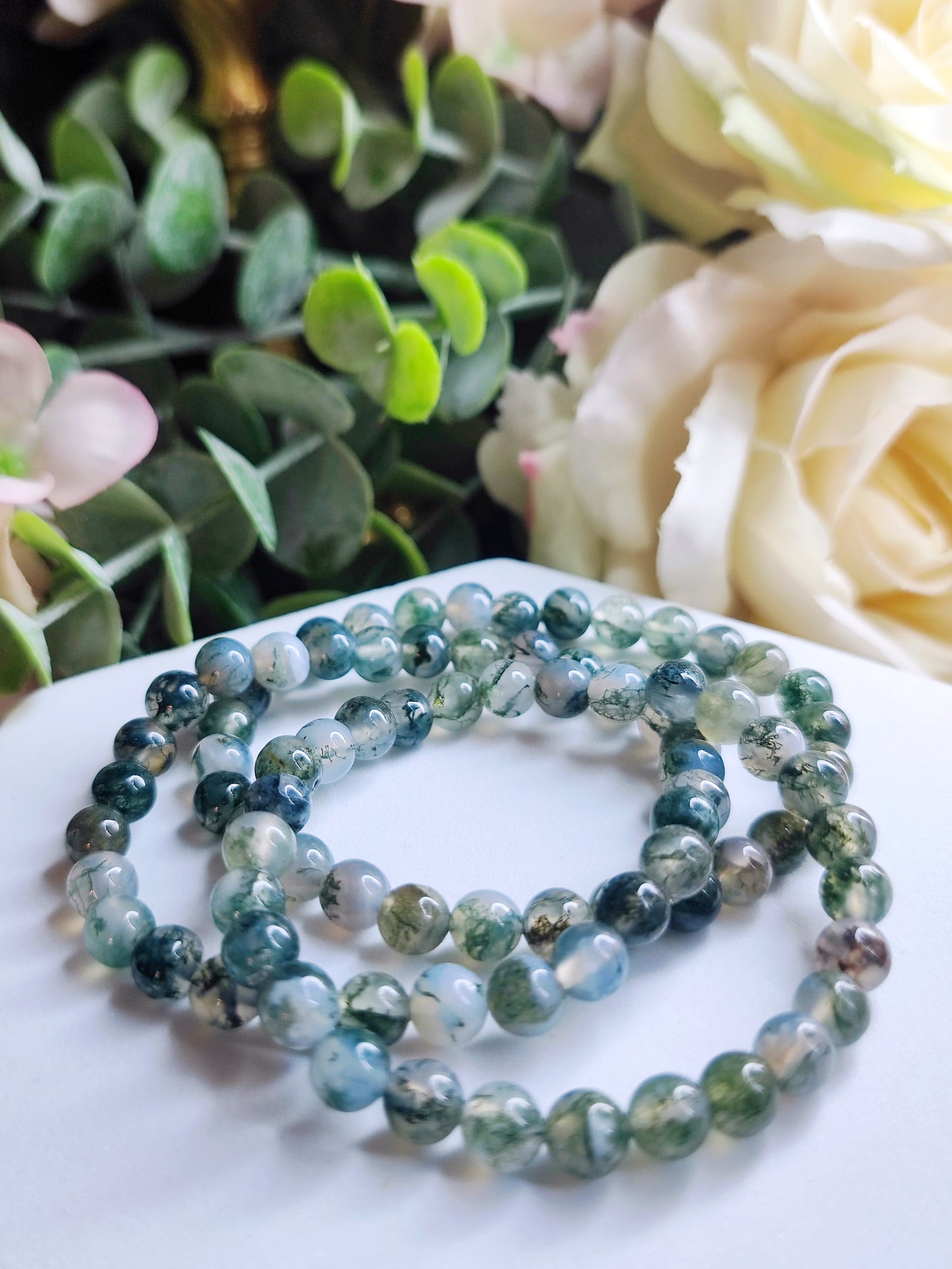 Moosachat Armband, 6mm