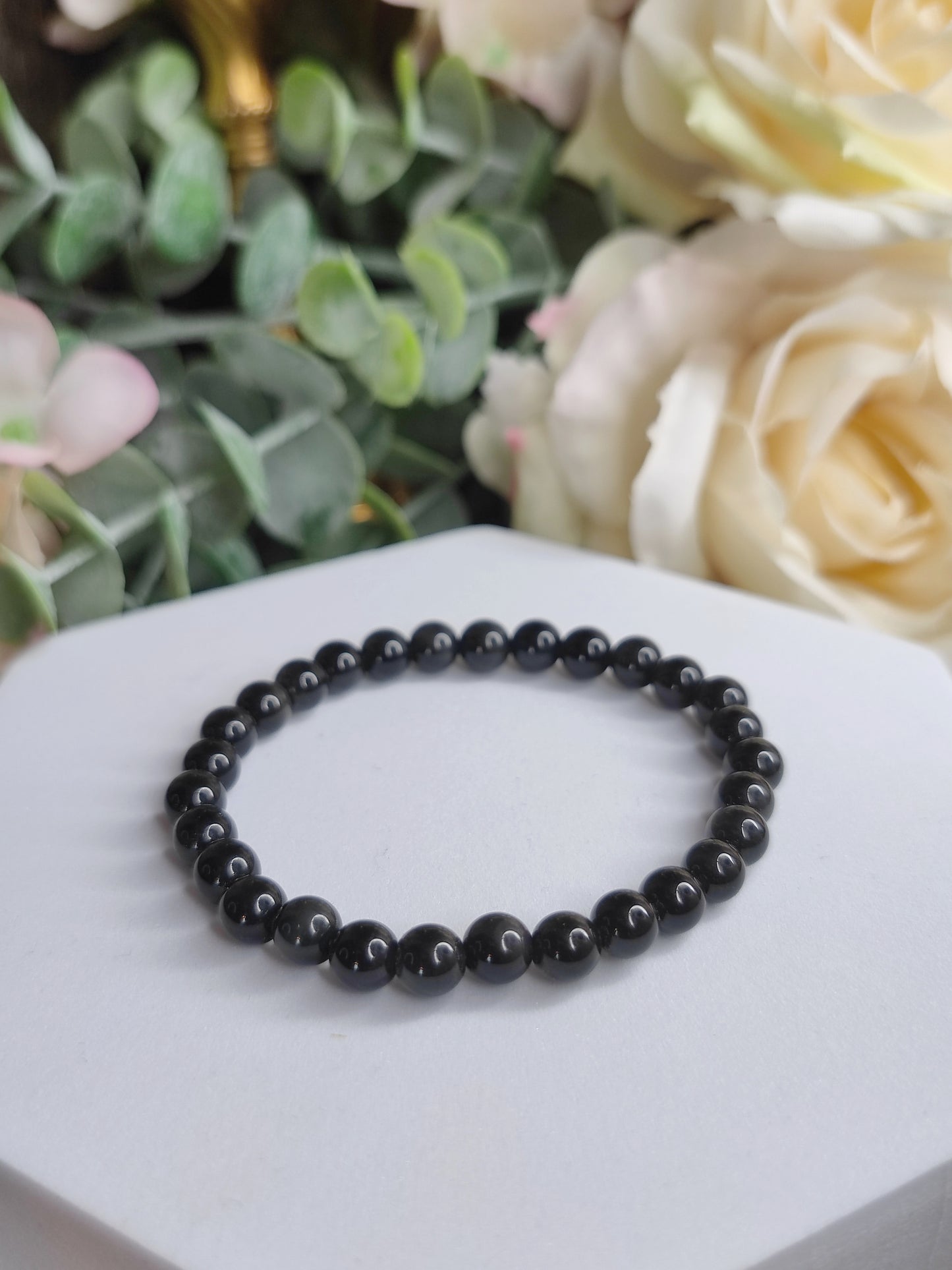 Gold-Obsidian Armband, 6mm