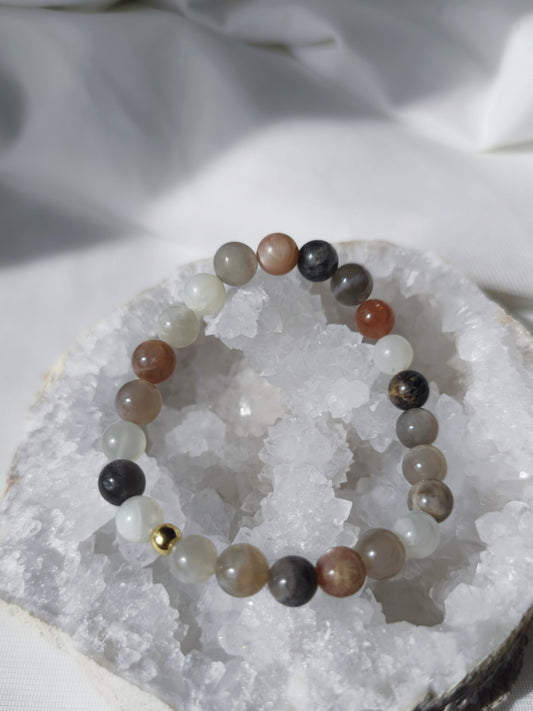 Elastisches Armband Mondstein, 8mm