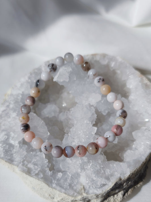 Elastisches Armband Pink Opal, 6mm